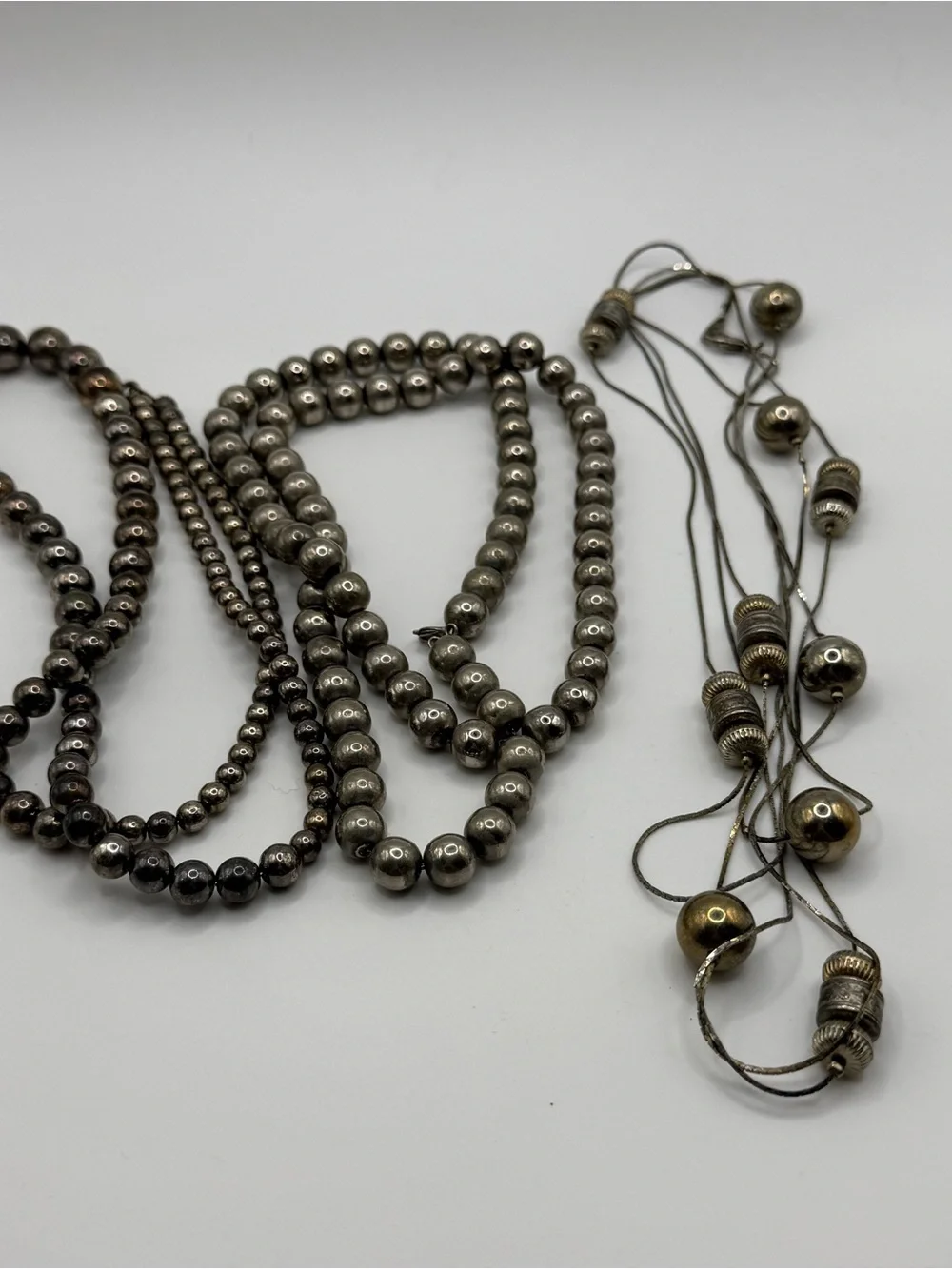 Metal Silver tone Beaded Necklace Set